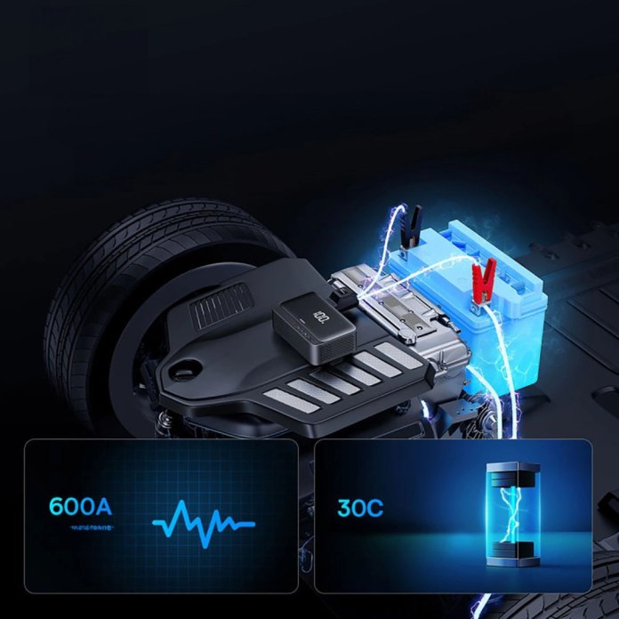 Wnętrze jump startera Super Energy BS-CH013 4w1 600A